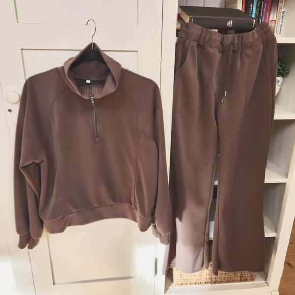 2 Piece Sweatshirt & Sweatpant Matching Set- Olive Size L - Picture 1 of 9